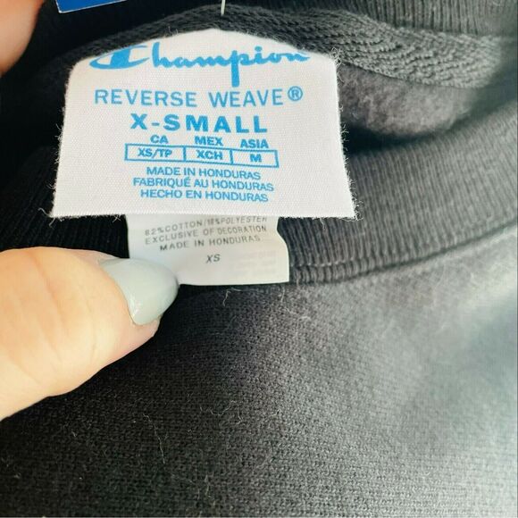 Champion C-Life Cropped Sweatshirt Reverse Weave Crew Graphic Script Spellout XS - Picture 4 of 11